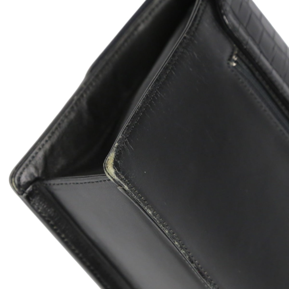 ハナエモリ HANAE MORI 森英恵 ハンドバッグ
 クラッチバッグ 2WAY 肩掛け クロコダイル ブラック 【SS】
 【中古】