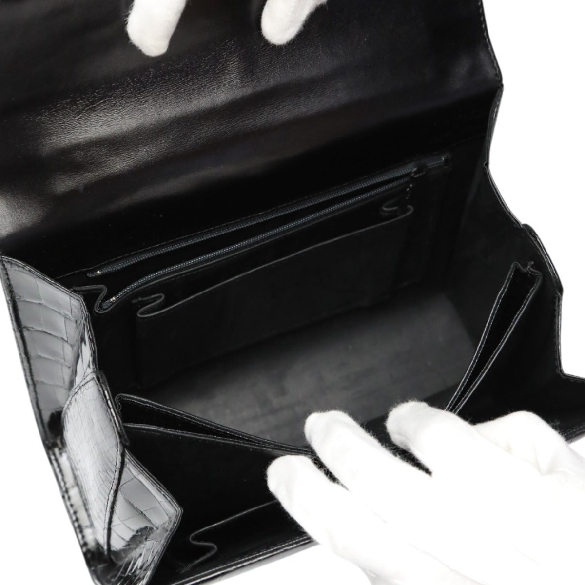 クロコダイル CROCODILE ハンドバッグ
 ハンドバッグ ゴールド金具 JRA クロコダイル ブラック 【SS】
 【中古】