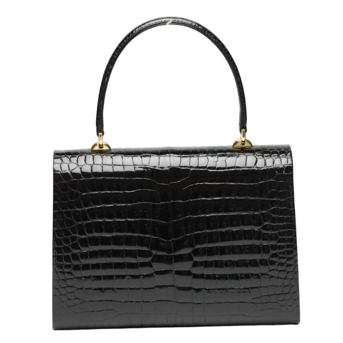 クロコダイル CROCODILE ハンドバッグ
 ハンドバッグ ゴールド金具 JRA クロコダイル ブラック 【SS】
 【中古】