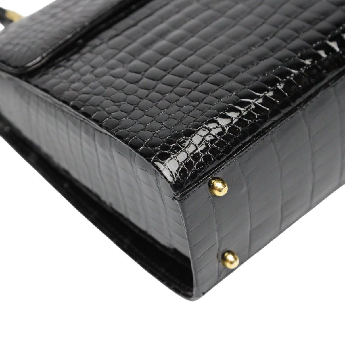 クロコダイル CROCODILE ハンドバッグ
 ハンドバッグ ゴールド金具 JRA クロコダイル ブラック 【SS】
 【中古】