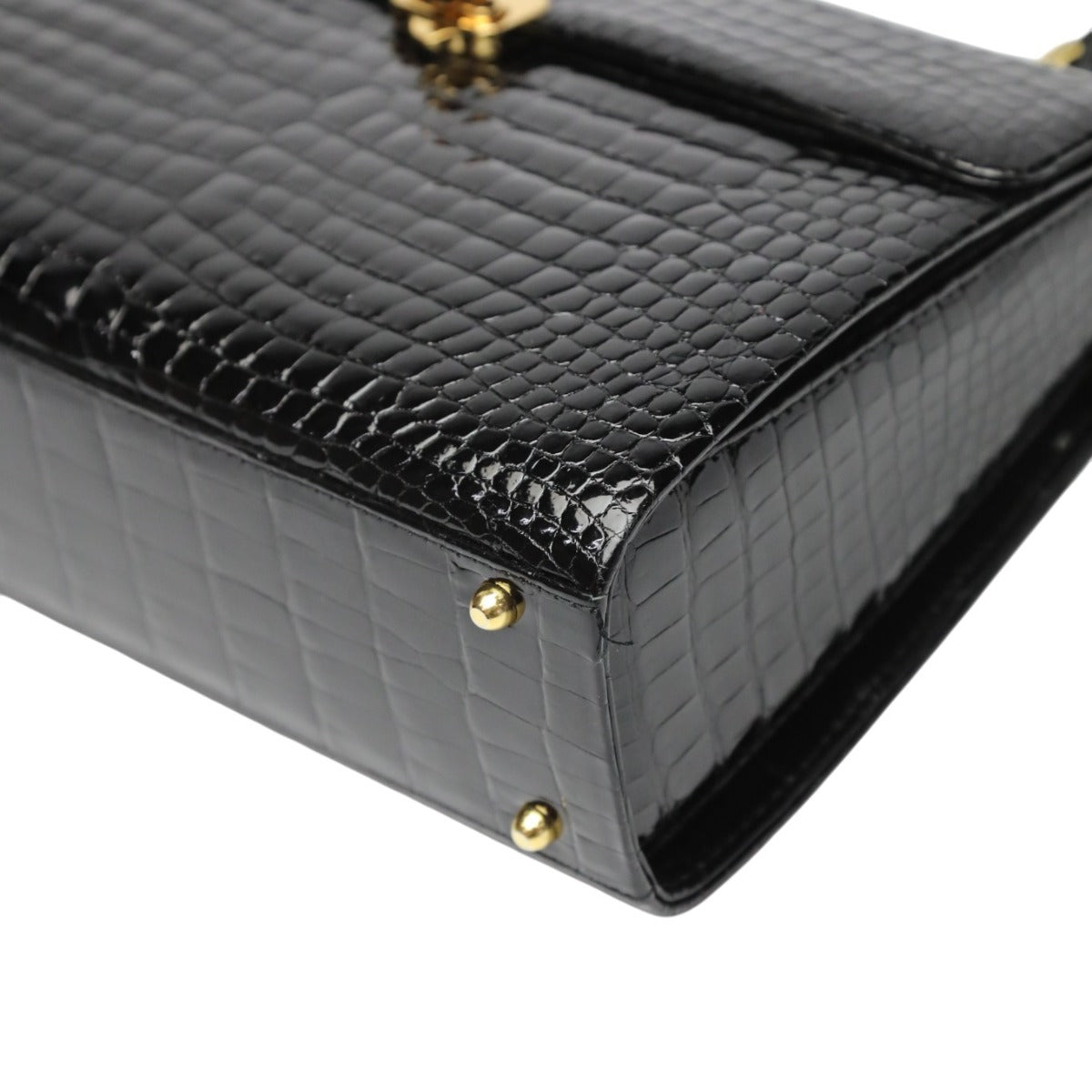 クロコダイル CROCODILE ハンドバッグ
 ハンドバッグ ゴールド金具 JRA クロコダイル ブラック 【SS】
 【中古】