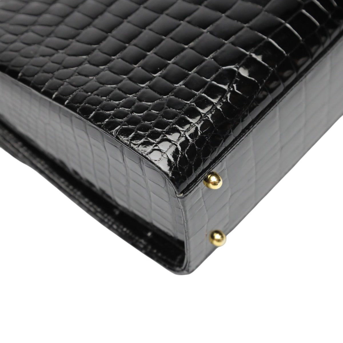 クロコダイル CROCODILE ハンドバッグ
 ハンドバッグ ゴールド金具 JRA クロコダイル ブラック 【SS】
 【中古】