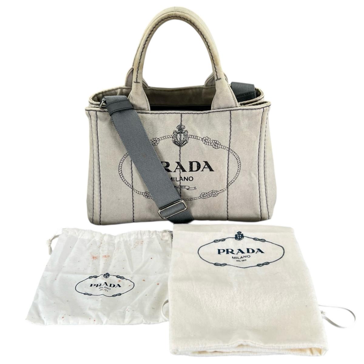 プラダ PRADA トートバッグ
 トートバッグ キャンバス カナパトート デニム 1BG439 ビアンコ 【SS】
 【中古】