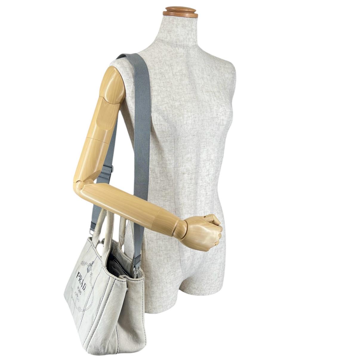 プラダ PRADA トートバッグ
 トートバッグ キャンバス カナパトート デニム 1BG439 ビアンコ 【SS】
 【中古】