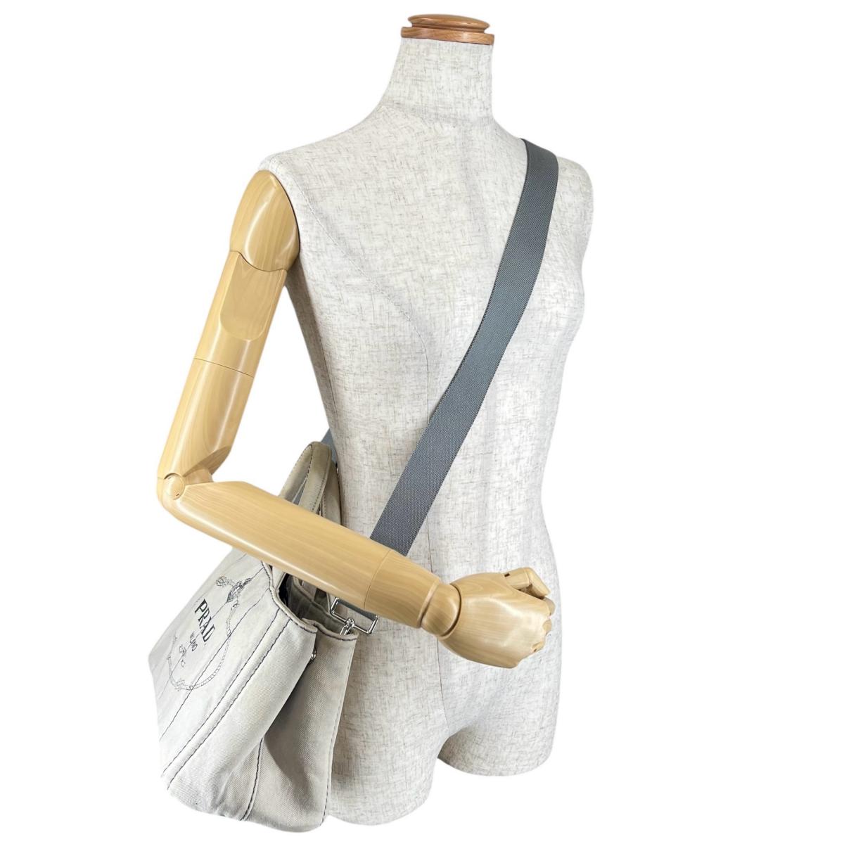 プラダ PRADA トートバッグ
 トートバッグ キャンバス カナパトート デニム 1BG439 ビアンコ 【SS】
 【中古】