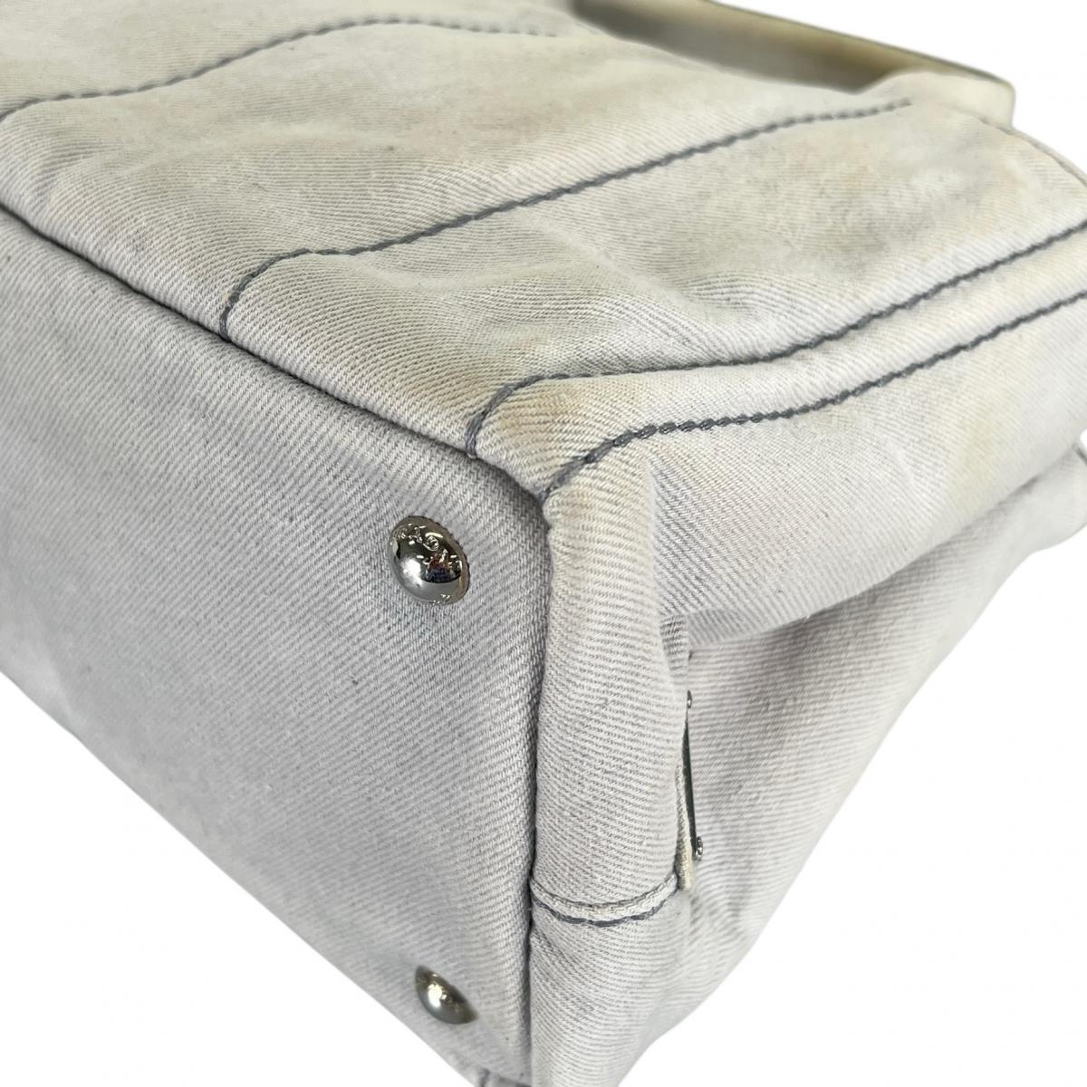 プラダ PRADA トートバッグ
 トートバッグ キャンバス カナパトート デニム 1BG439 ビアンコ 【SS】
 【中古】