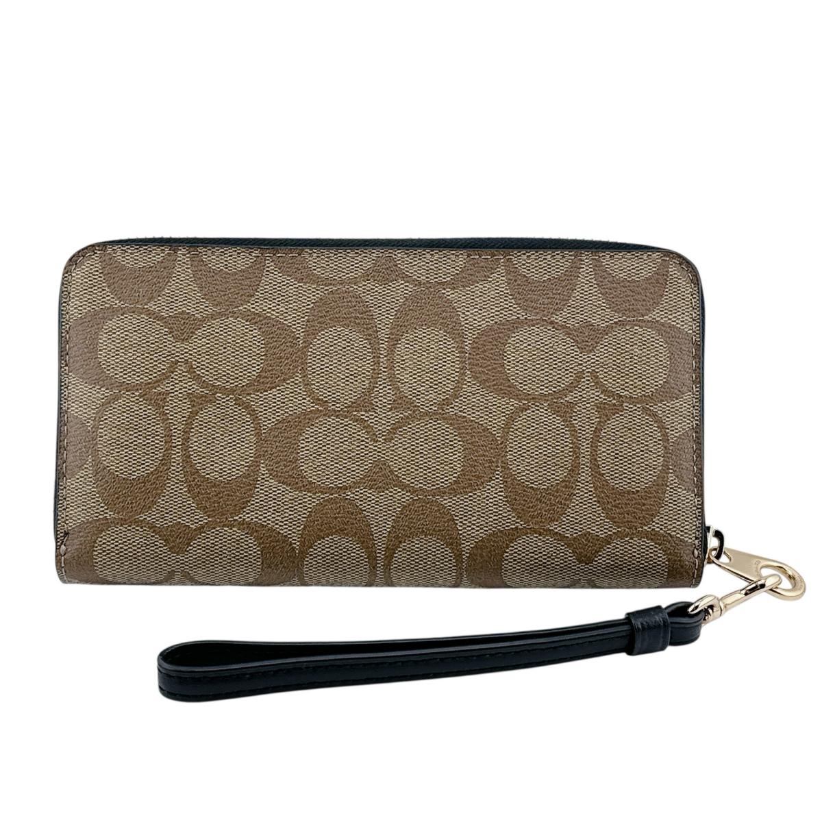 コーチ COACH 長財布
 長財布 シグネチャー ロングジップ アラウンド キャンバス C4452 カーキ×ブラック 【SS】
 【中古】