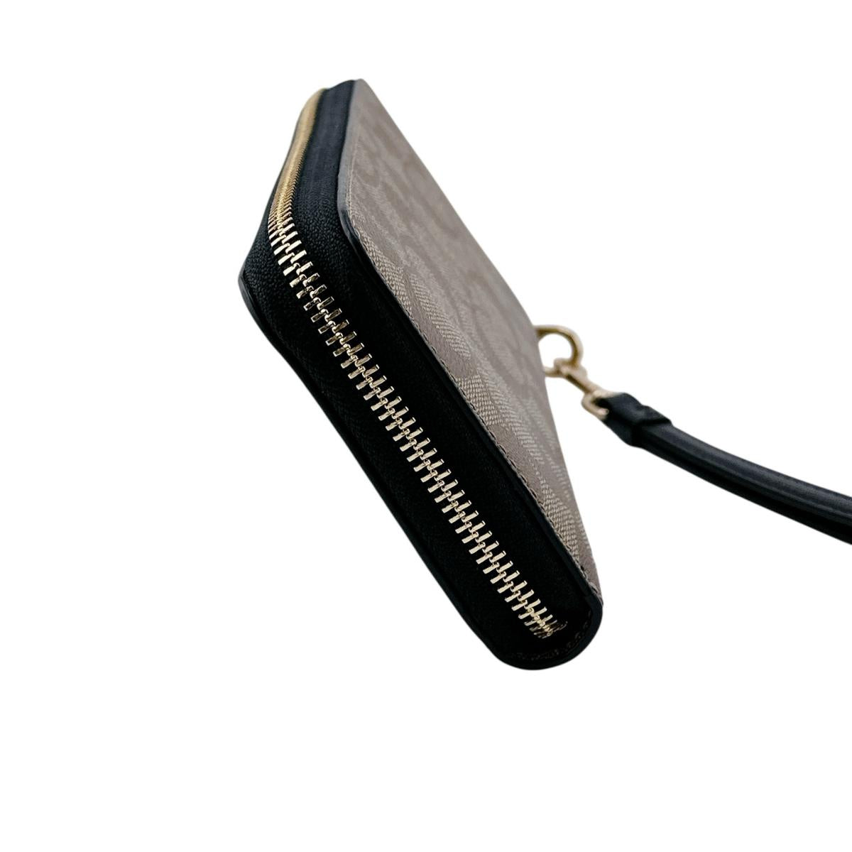 コーチ COACH 長財布
 長財布 シグネチャー ロングジップ アラウンド キャンバス C4452 カーキ×ブラック 【SS】
 【中古】