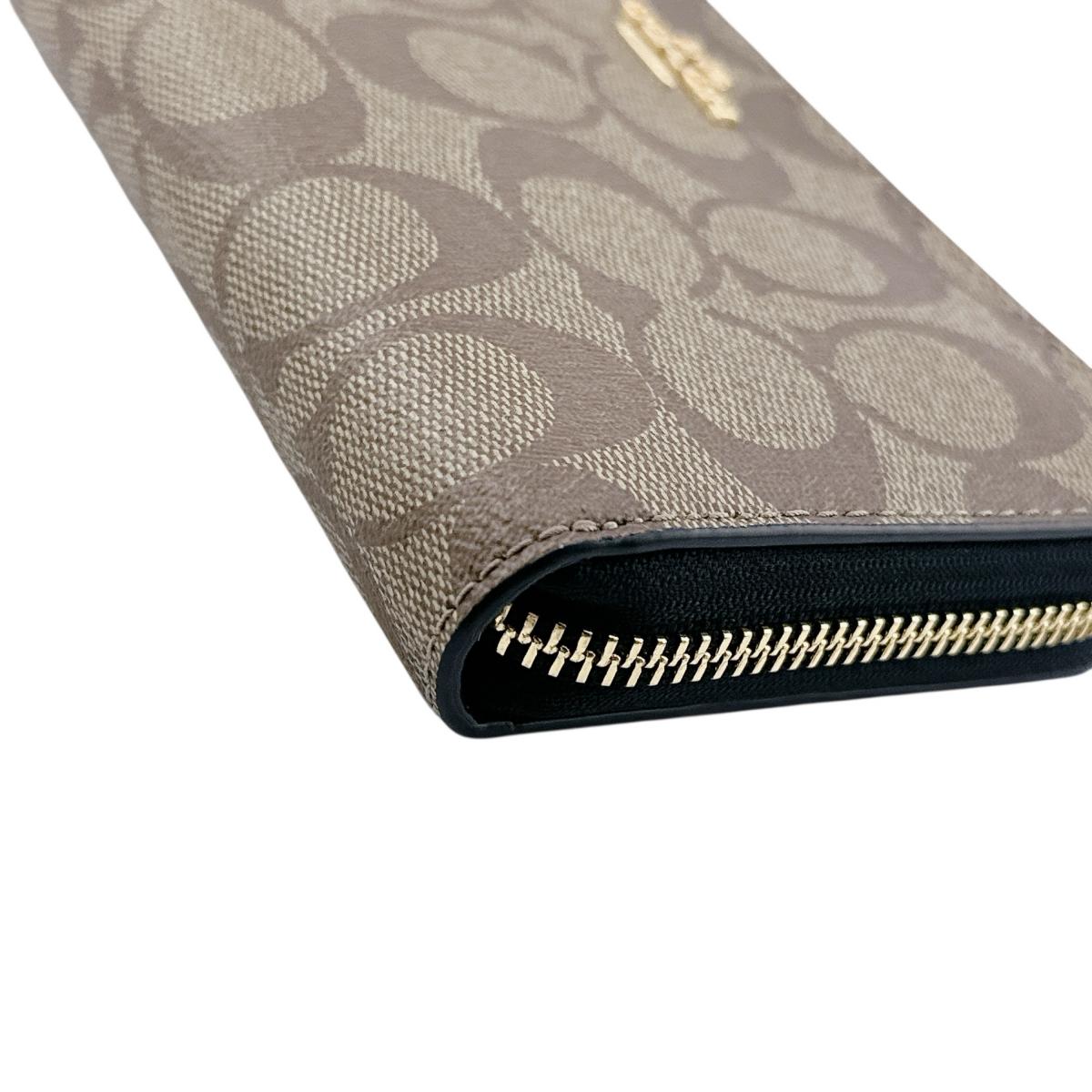 コーチ COACH 長財布
 長財布 シグネチャー ロングジップ アラウンド キャンバス C4452 カーキ×ブラック 【SS】
 【中古】