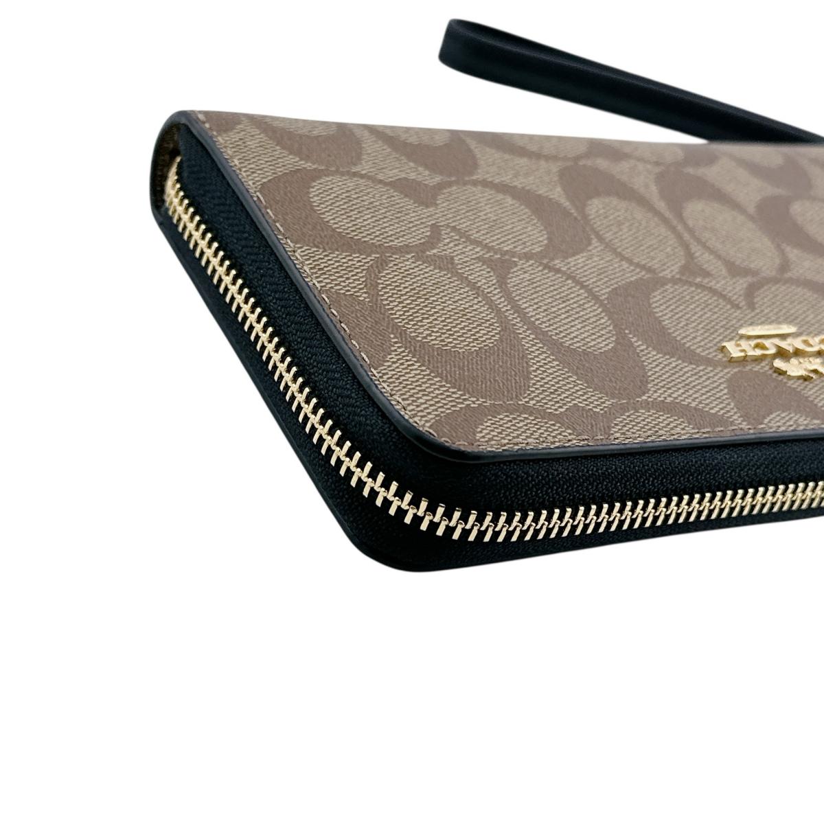 コーチ COACH 長財布
 長財布 シグネチャー ロングジップ アラウンド キャンバス C4452 カーキ×ブラック 【SS】
 【中古】