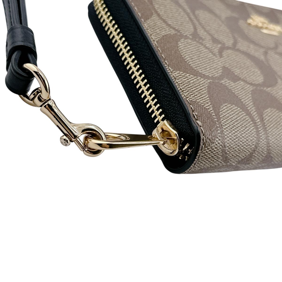 コーチ COACH 長財布
 長財布 シグネチャー ロングジップ アラウンド キャンバス C4452 カーキ×ブラック 【SS】
 【中古】