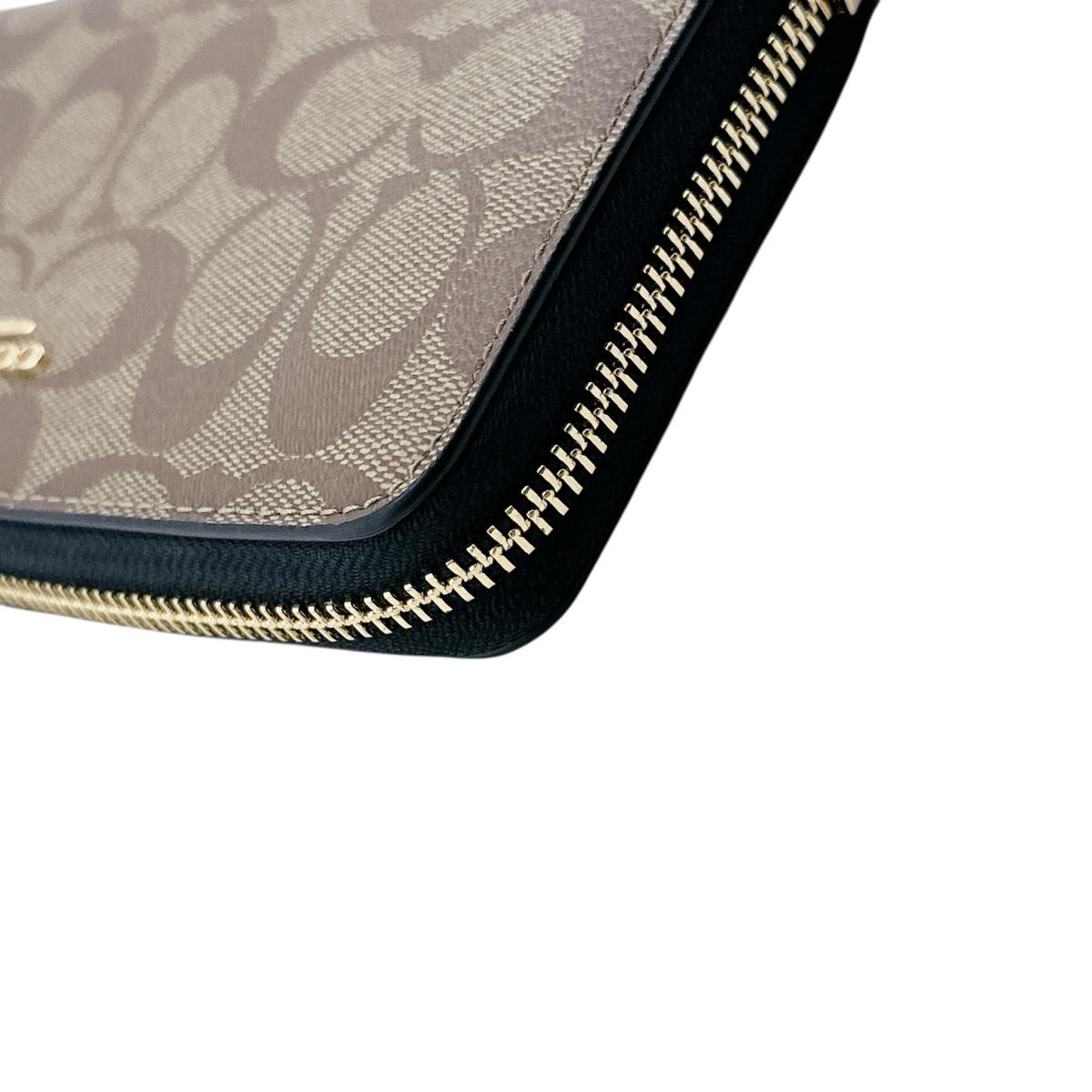 コーチ COACH 長財布
 長財布 シグネチャー ロングジップ アラウンド キャンバス C4452 カーキ×ブラック 【SS】
 【中古】