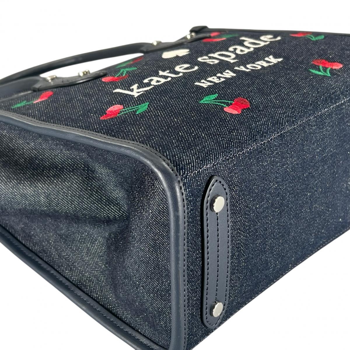 ケイトスペード Kate Spade ハンドバッグ
 2WAYバッグ さくらんぼ エラ スモール トート デニム K6080 ネイビー 【SS】
 【中古】