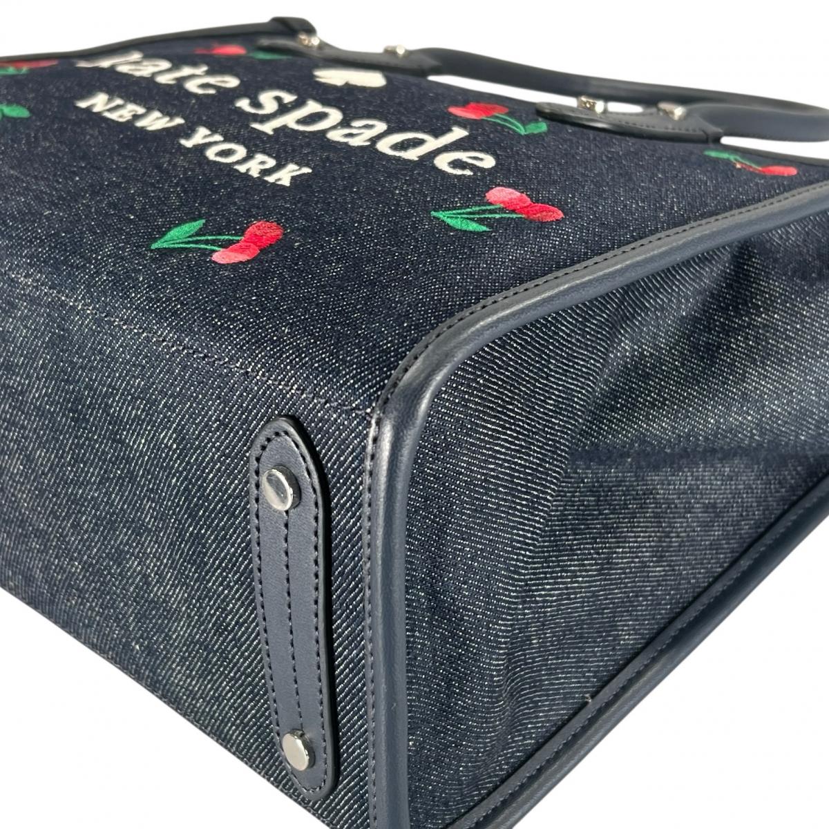 ケイトスペード Kate Spade ハンドバッグ
 2WAYバッグ さくらんぼ エラ スモール トート デニム K6080 ネイビー 【SS】
 【中古】