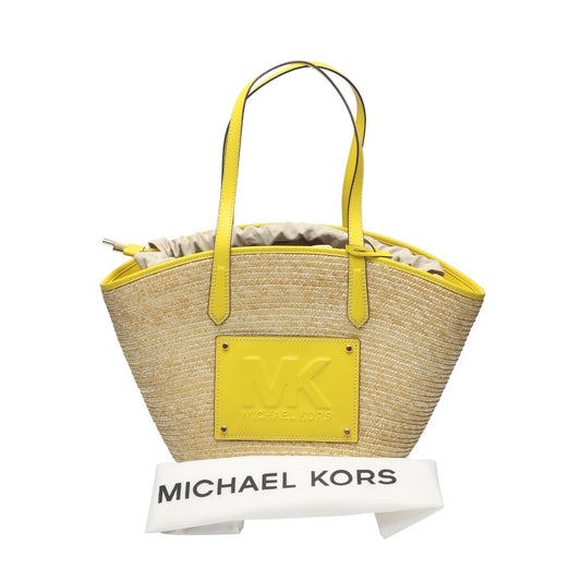 マイケルコース Michael Kors ハンドバッグ
 かごバッグ 大容量 ストロー イエロー 【SS】
 【中古】