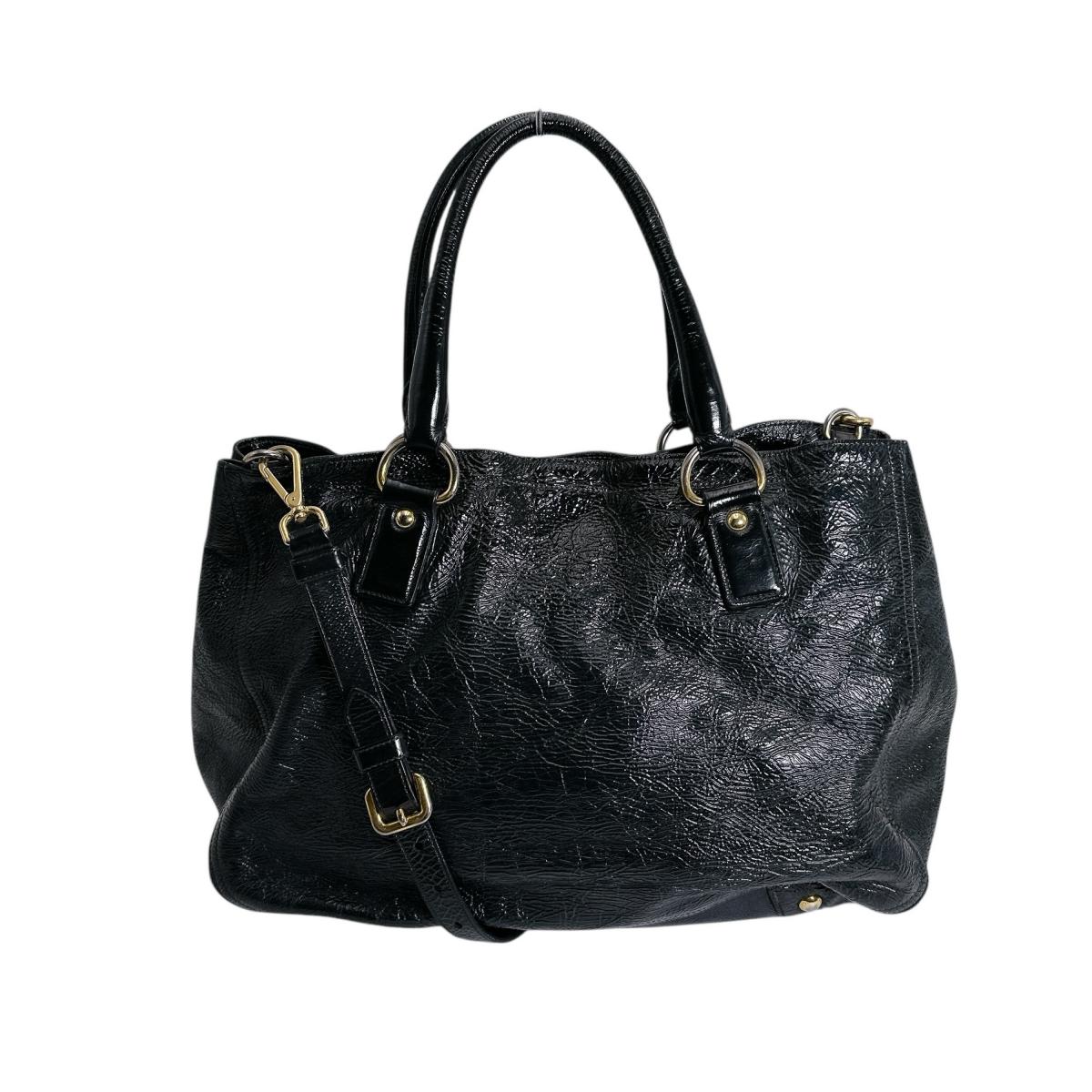 プラダ PRADA トートバッグ
 ショルダーバッグ エナメル A4対応 パテントレザー ブラック 【SS】
 【中古】