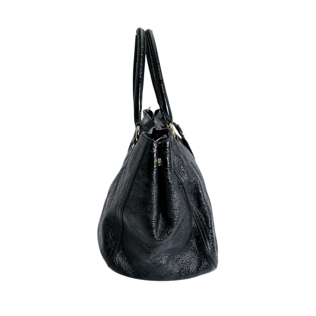 プラダ PRADA トートバッグ
 ショルダーバッグ エナメル A4対応 パテントレザー ブラック 【SS】
 【中古】