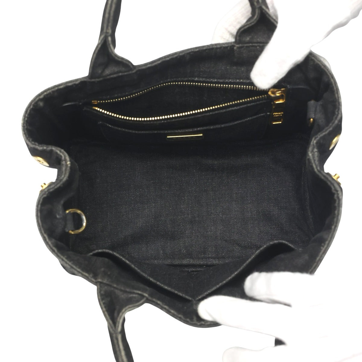 プラダ PRADA トートバッグ
 2WAYバッグ デニム カナパ デニム B2439G ブラック 【SS】
 【中古】