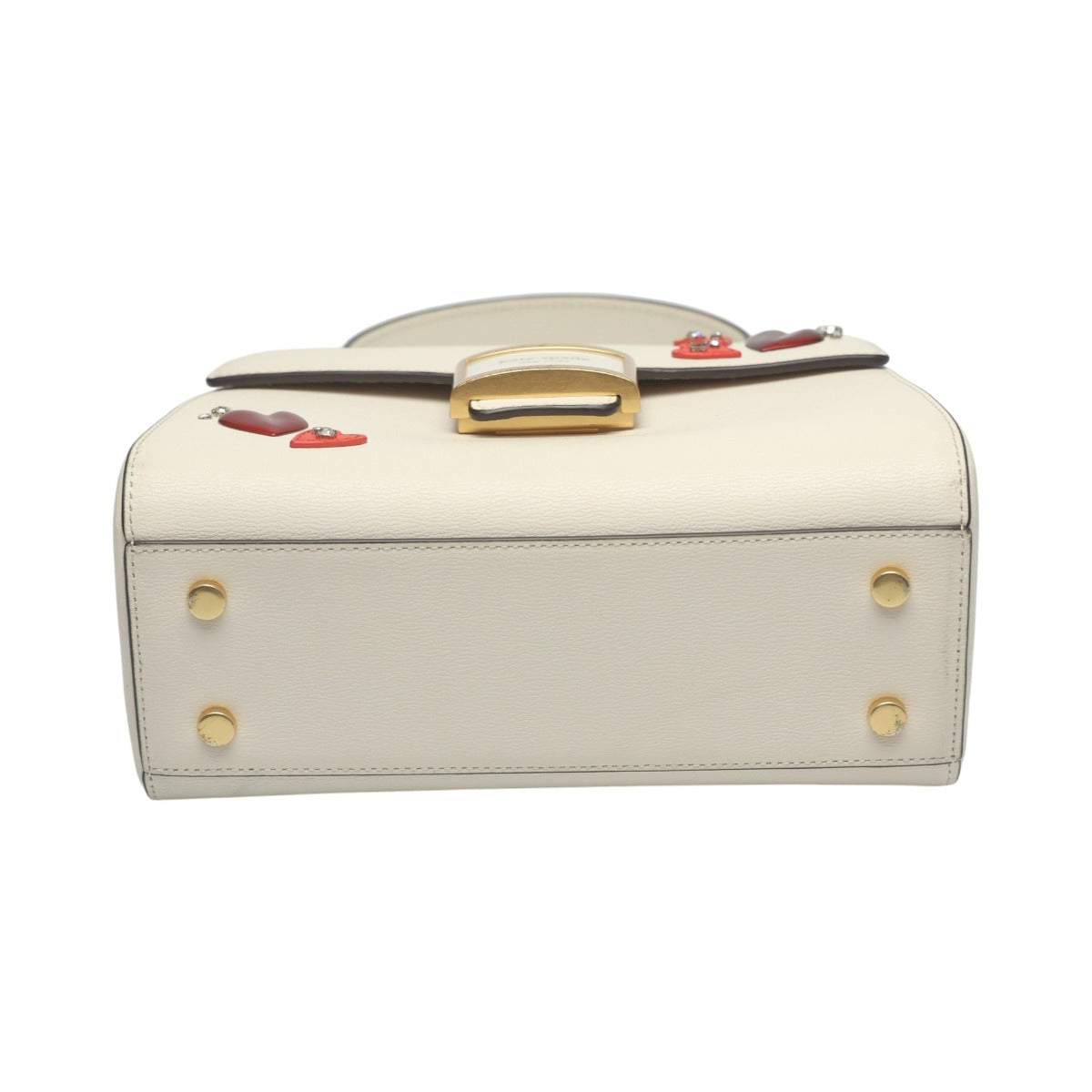 ケイトスペード Kate Spade ハンドバッグ
 ミニバッグ ケイティ ハート エンベリッシュ スモール トップ レザー ホワイト 【SS】
 【中古】