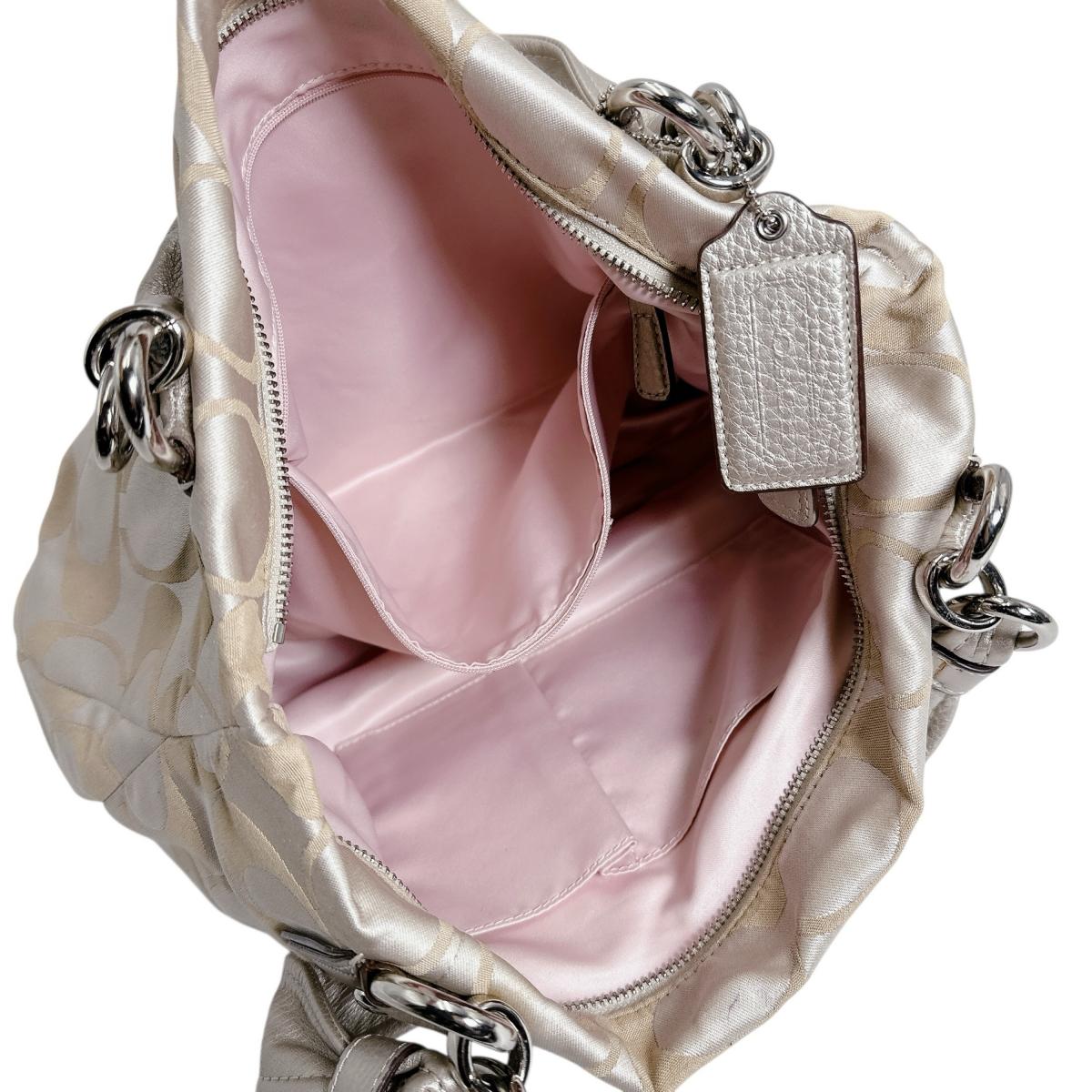 コーチ COACH トートバッグ
 ハンドバッグ クリスティングシグネチャー 肩掛け レザー 16778 ベージュ 【SS】
 【中古】