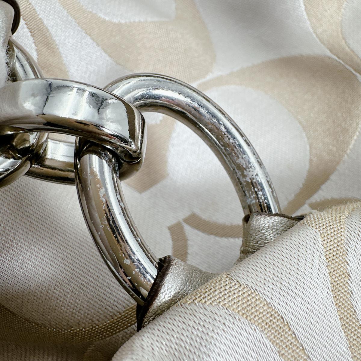 コーチ COACH トートバッグ
 ハンドバッグ クリスティングシグネチャー 肩掛け レザー 16778 ベージュ 【SS】
 【中古】