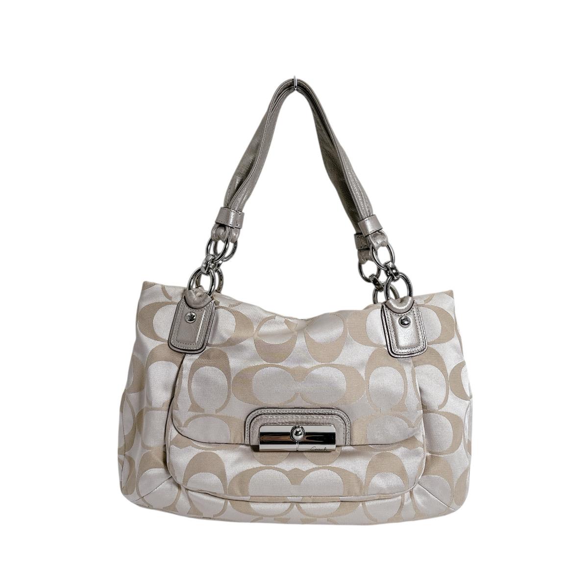 コーチ COACH トートバッグ
 ハンドバッグ クリスティングシグネチャー 肩掛け レザー 16778 ベージュ 【SS】
 【中古】