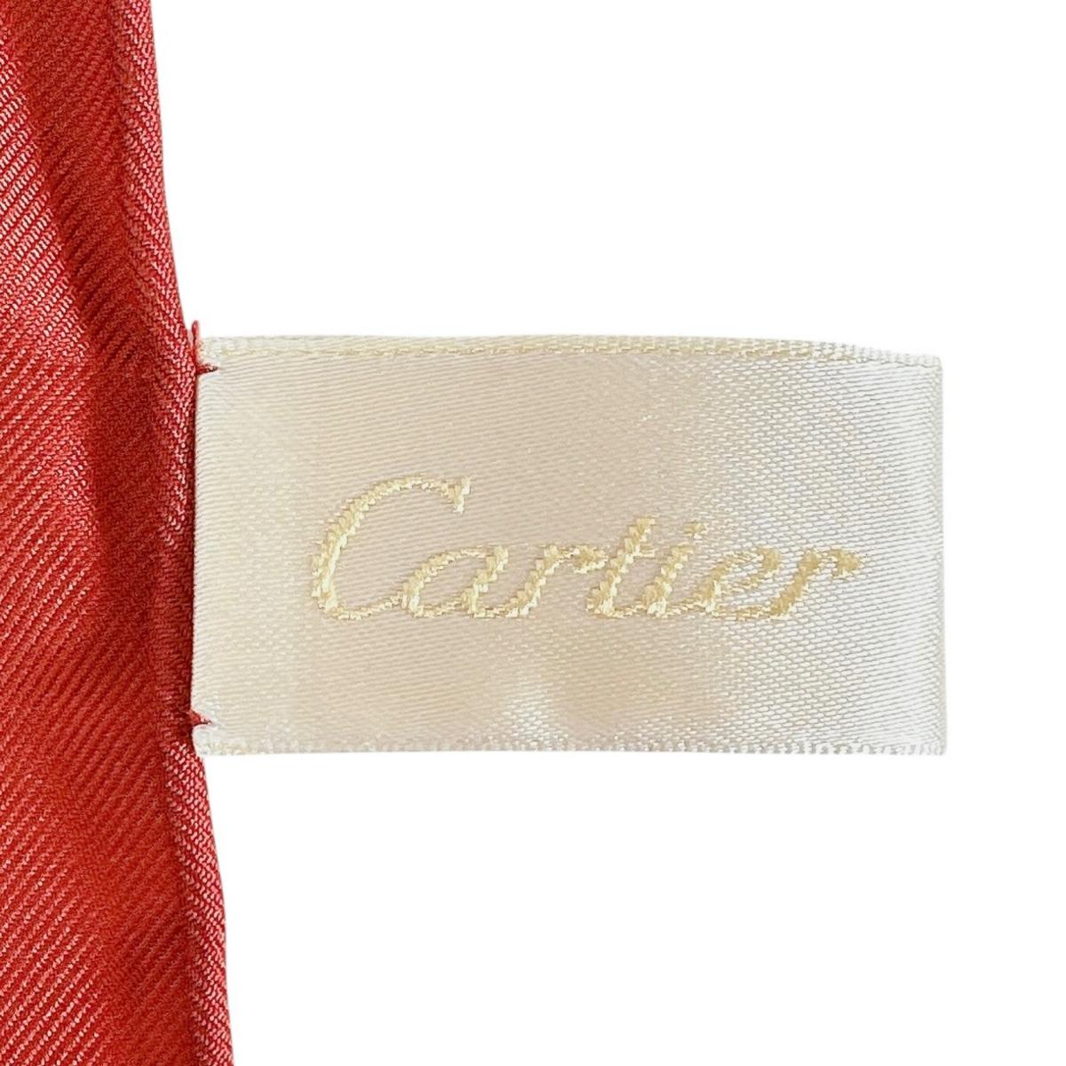 カルティエ CARTIER スカーフ
 スカーフ スクエア パンサー シルク CRPC001686 ルージュ 【SS】
 【中古】