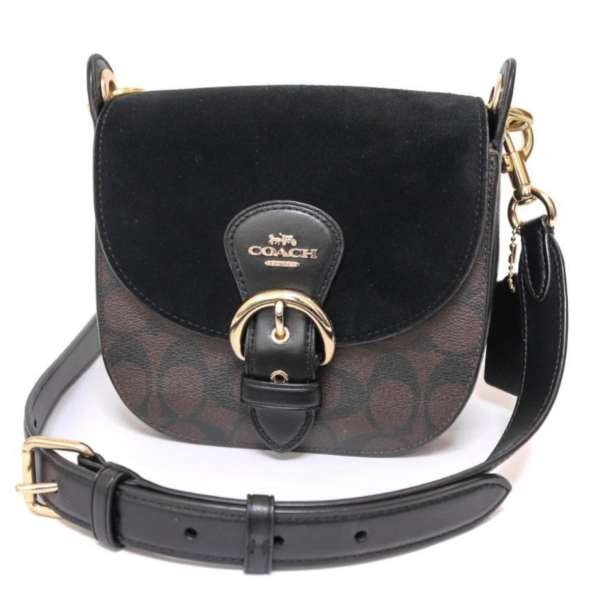 コーチ COACH ショルダーバッグ
 2Wayバッグ シグネチャー クリオ キャンバス C7966 ブラウン 【SS】
 【中古】