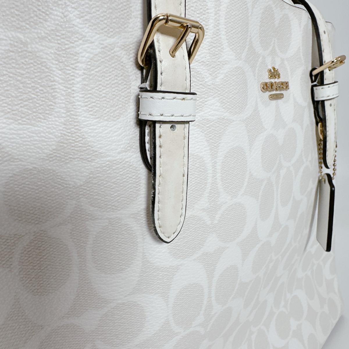 コーチ COACH トートバッグ
 コーテッドキャンバス シグネチャー モリー PVC B2241 ホワイト 【SS】
 【中古】