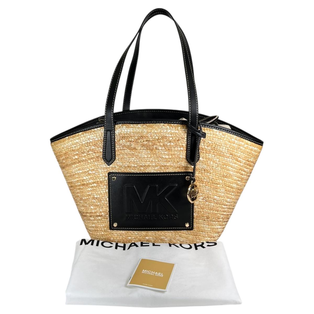 マイケルコース Michael Kors ハンドバッグ
 かごバッグ キンバー 大容量 キャンバス 35T2G7KT71 アイボリー×ブラック 【SS】
 【中古】