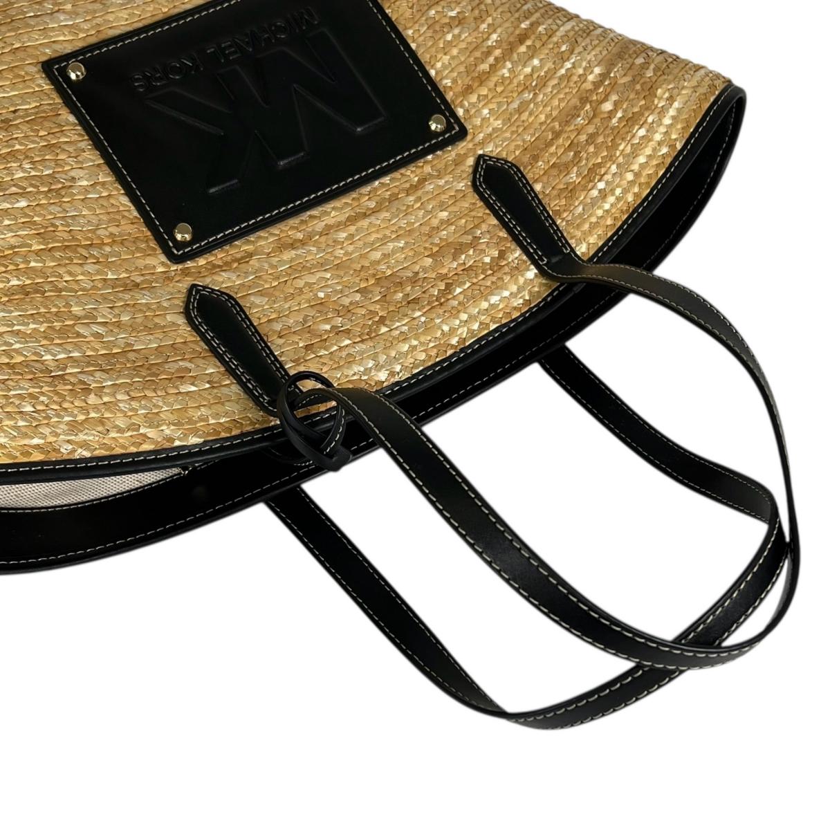 マイケルコース Michael Kors ハンドバッグ
 かごバッグ キンバー 大容量 キャンバス 35T2G7KT71 アイボリー×ブラック 【SS】
 【中古】