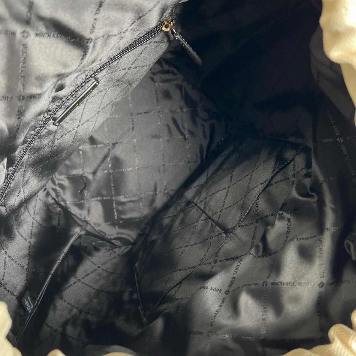 マイケルコース Michael Kors ハンドバッグ
 かごバッグ キンバー 大容量 キャンバス 35T2G7KT71 アイボリー×ブラック 【SS】
 【中古】