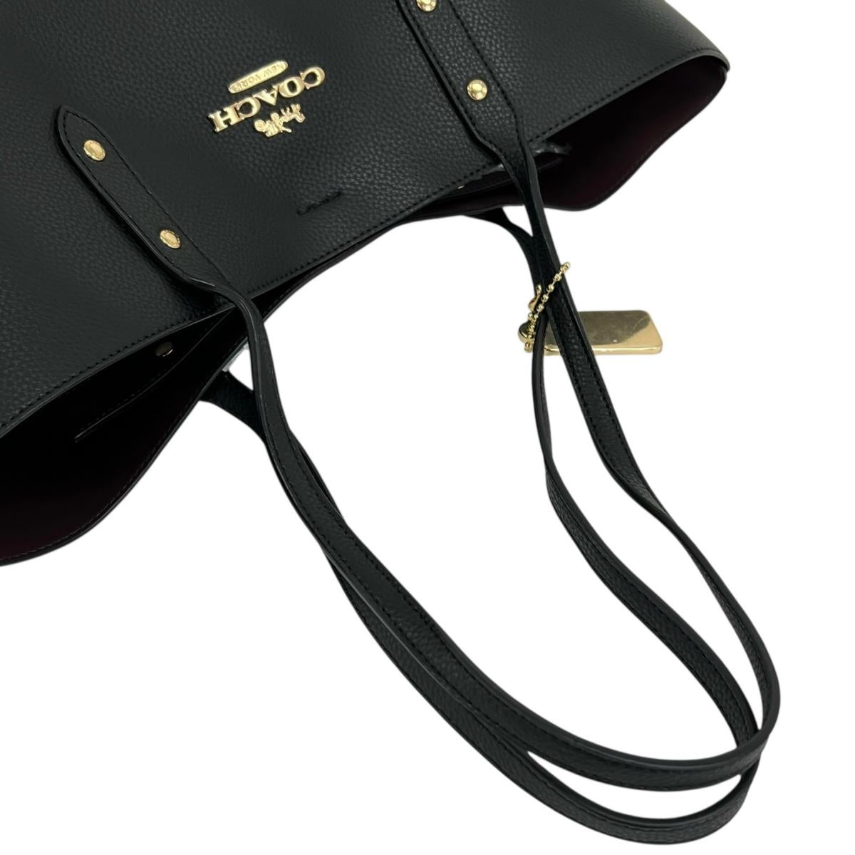 コーチ COACH トートバッグ
 肩掛け ファスナートート タウン レザー F72673 ブラック 【SS】
 【中古】