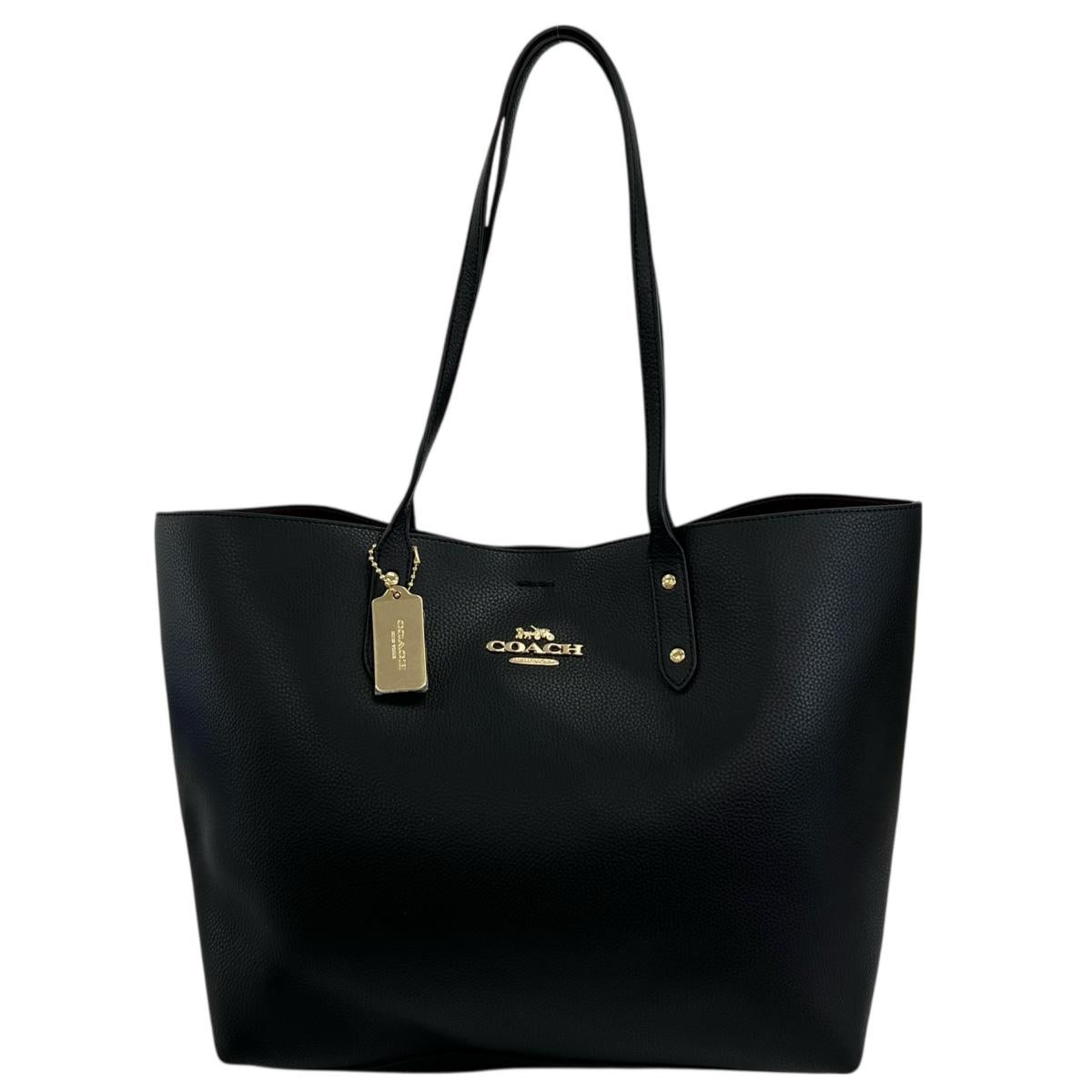 コーチ COACH トートバッグ
 肩掛け ファスナートート タウン レザー F72673 ブラック 【SS】
 【中古】