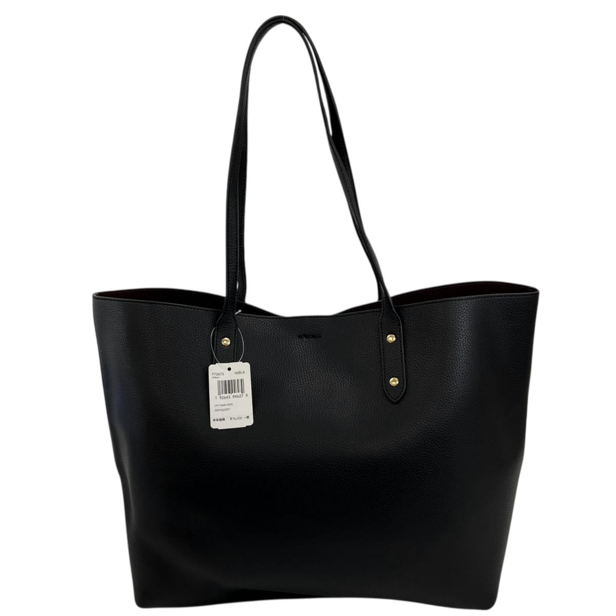 コーチ COACH トートバッグ
 肩掛け ファスナートート タウン レザー F72673 ブラック 【SS】
 【中古】