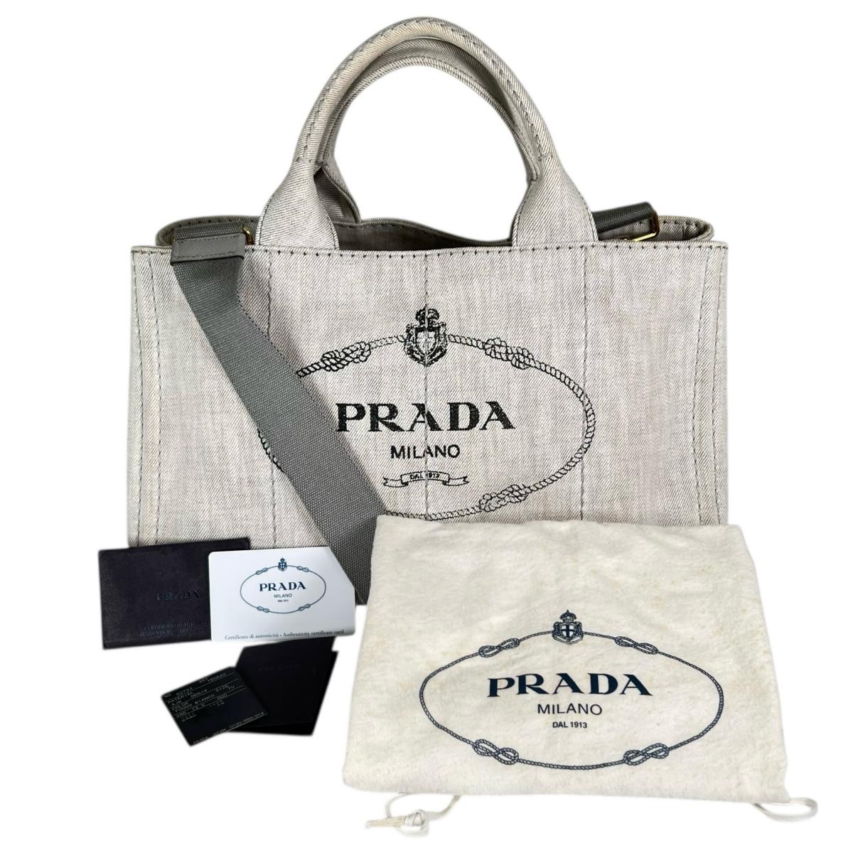 プラダ PRADA トートバッグ
 トートバッグ キャンバス カナパトート デニム 1BG642 ビアンコ 【SS】
 【中古】