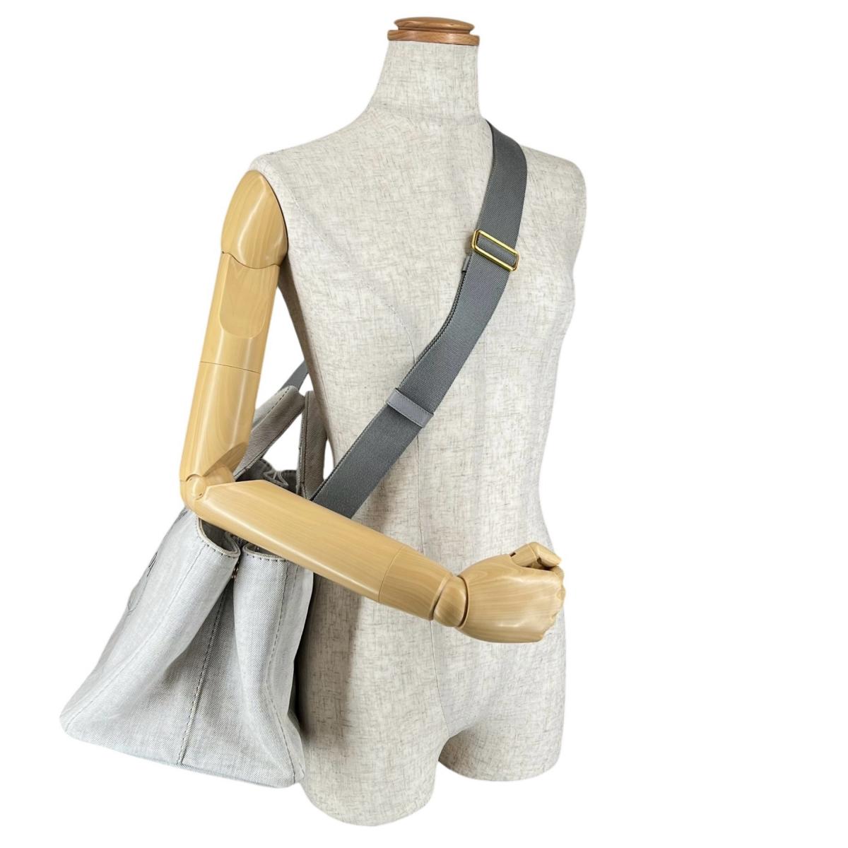 プラダ PRADA トートバッグ
 トートバッグ キャンバス カナパトート デニム 1BG642 ビアンコ 【SS】
 【中古】