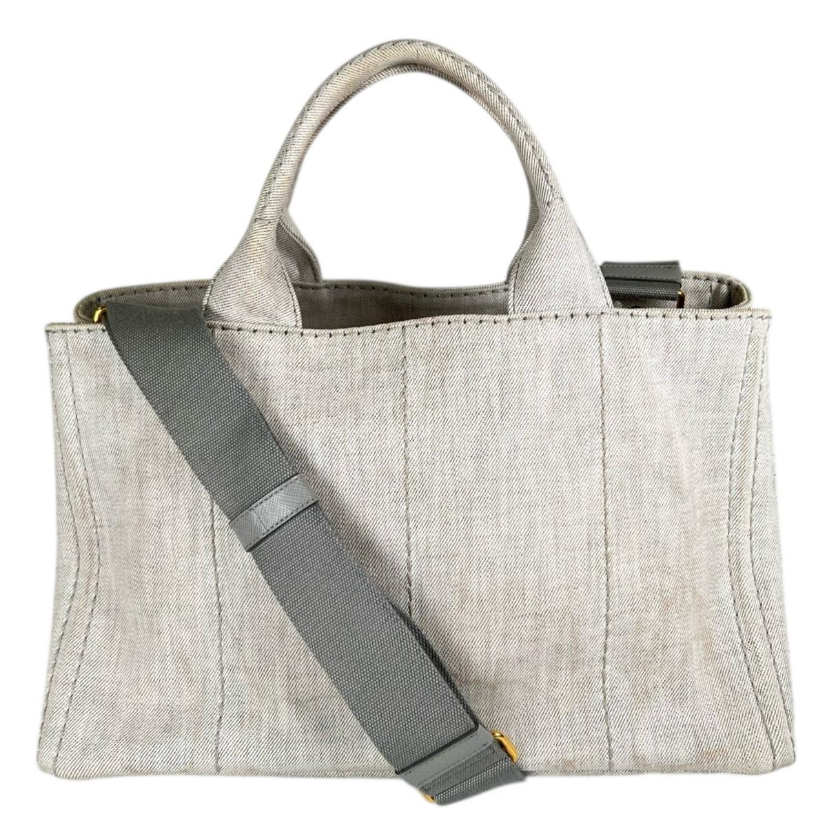 プラダ PRADA トートバッグ
 トートバッグ キャンバス カナパトート デニム 1BG642 ビアンコ 【SS】
 【中古】