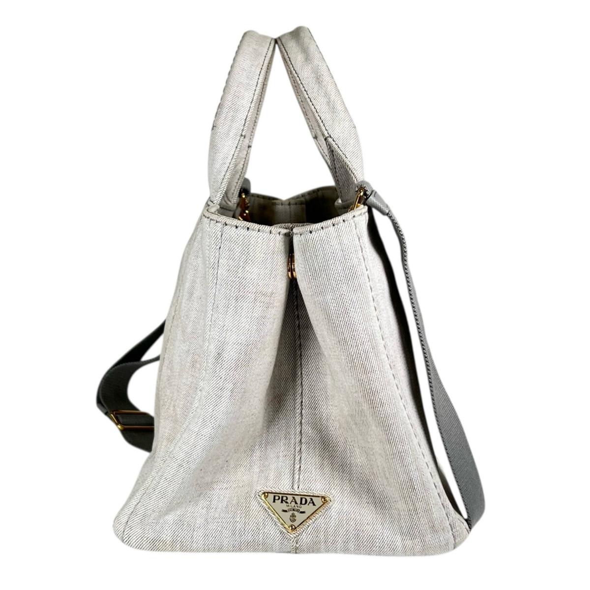 プラダ PRADA トートバッグ
 トートバッグ キャンバス カナパトート デニム 1BG642 ビアンコ 【SS】
 【中古】