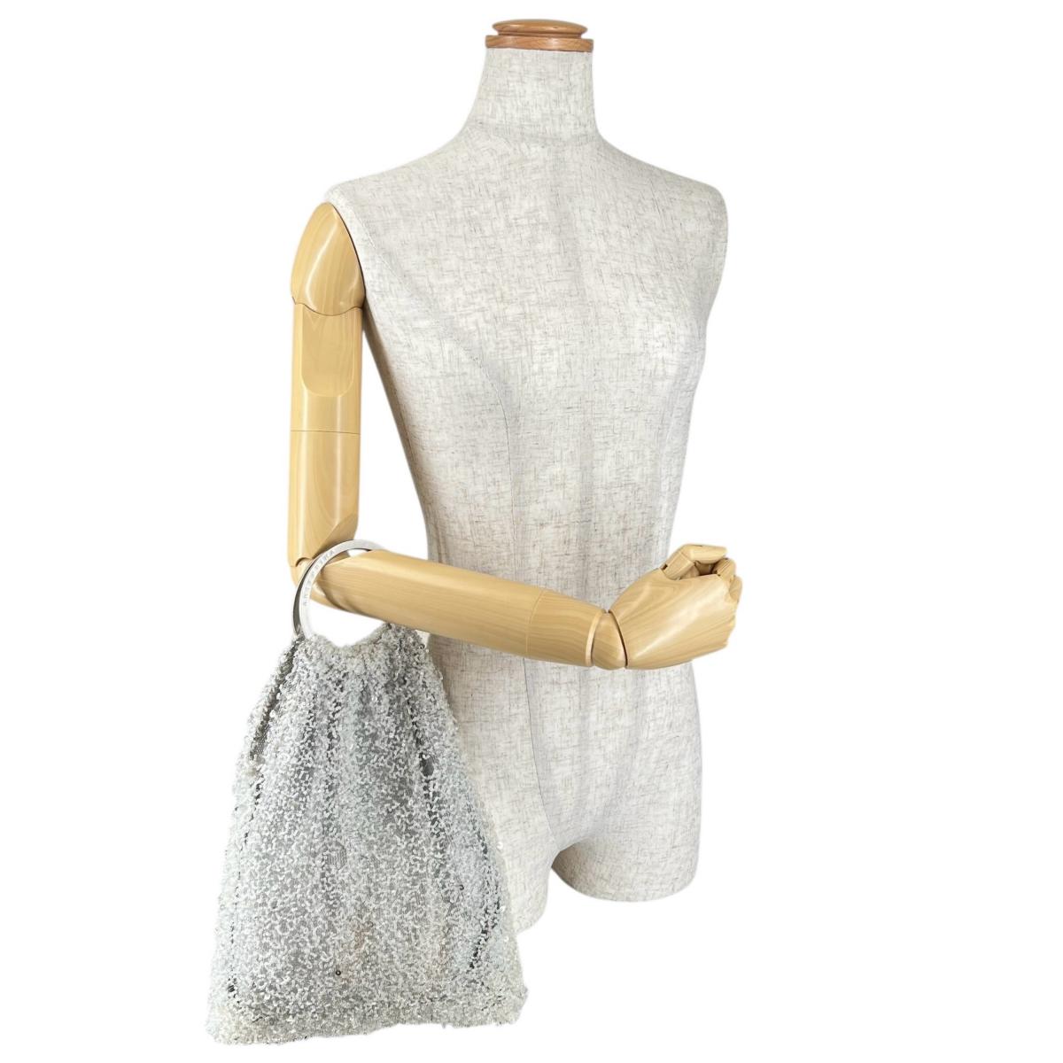 アンテプリマ ANTEPRIMA ハンドバッグ
 ワイヤーバッグ パーティー スパンコール/ラインストーン ワイヤー アイボリー 【SS】
 【中古】