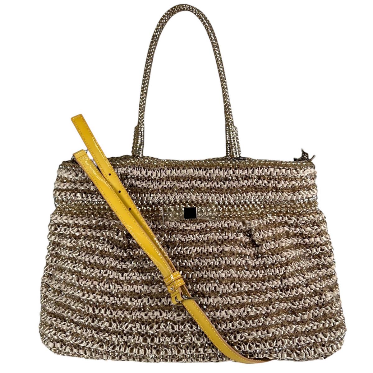 アンテプリマ ANTEPRIMA トートバッグ
 2WAYバッグ ワイヤーバッグ ワイヤー ゴールド×ベージュ 【SS】
 【中古】