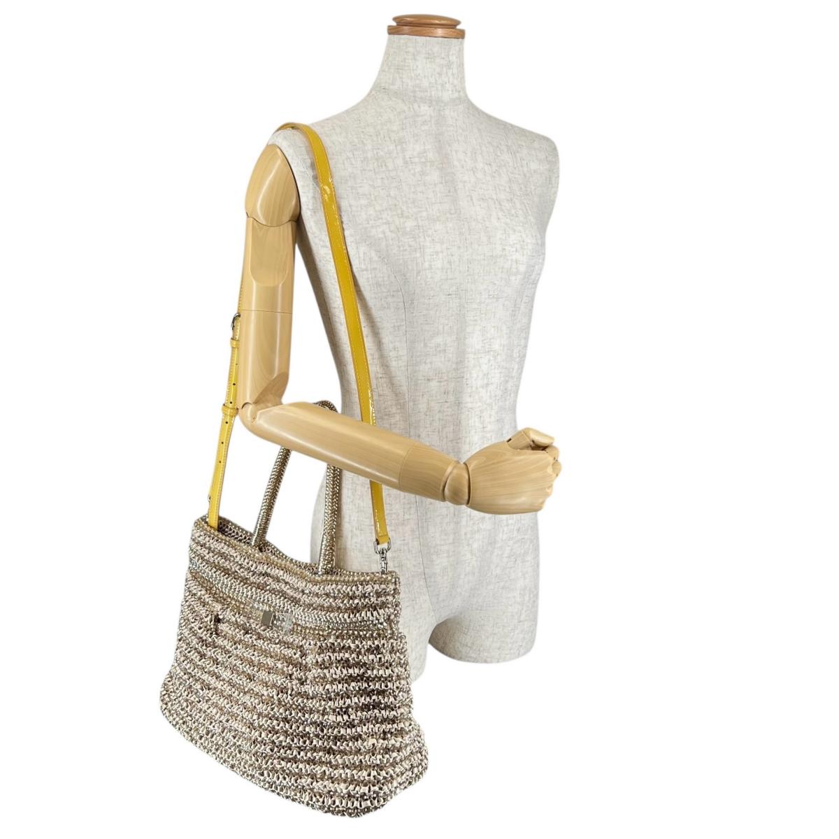 アンテプリマ ANTEPRIMA トートバッグ
 2WAYバッグ ワイヤーバッグ ワイヤー ゴールド×ベージュ 【SS】
 【中古】