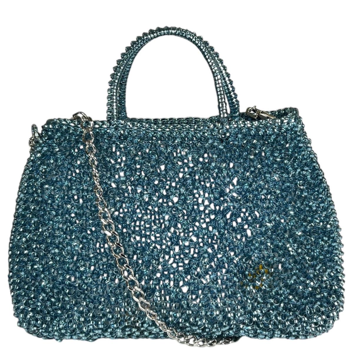 アンテプリマ ANTEPRIMA ハンドバッグ
 ワイヤーバッグ パーティー お出かけ ワイヤー ライトブルー 【SS】
 【中古】