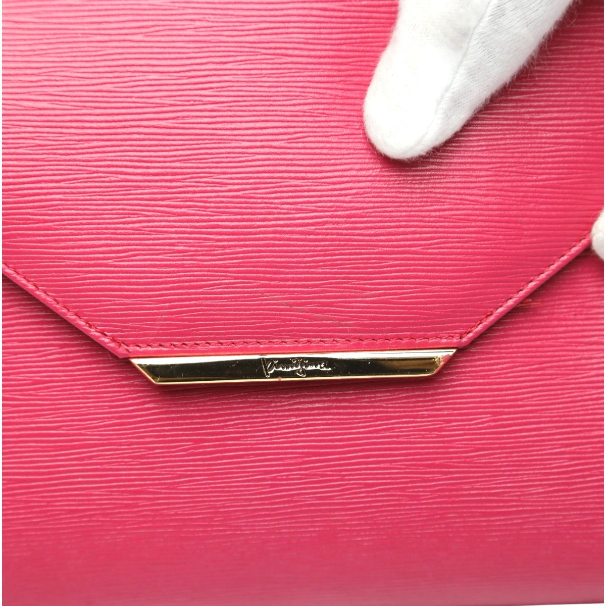 キミジマ KIMIJIMA PARIS TOKYO ショルダーバッグ
 チェーンバッグ Wチェーン Wフラップ 肩掛け レザー ピンク 【SS】
 【中古】