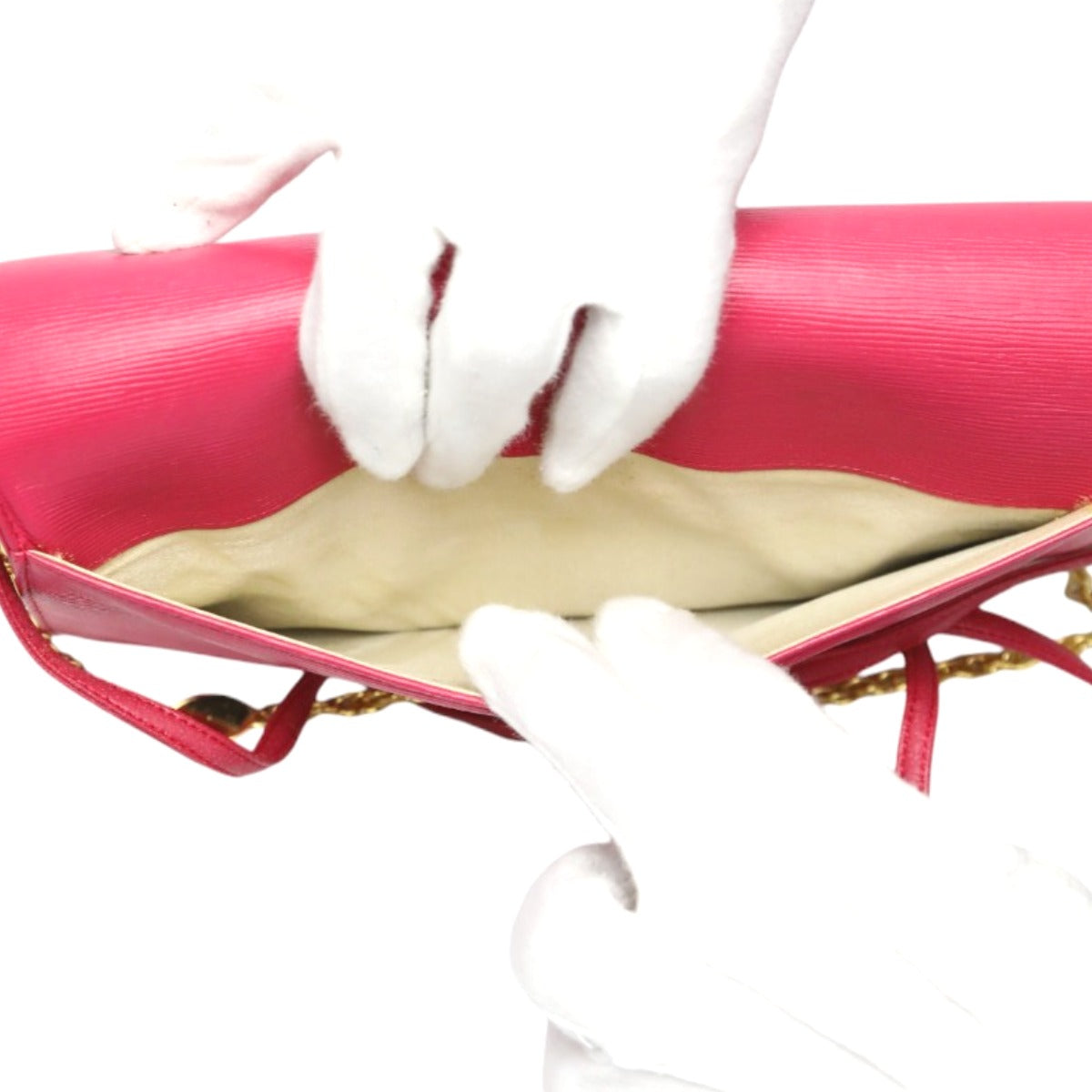 キミジマ KIMIJIMA PARIS TOKYO ショルダーバッグ
 チェーンバッグ Wチェーン Wフラップ 肩掛け レザー ピンク 【SS】
 【中古】