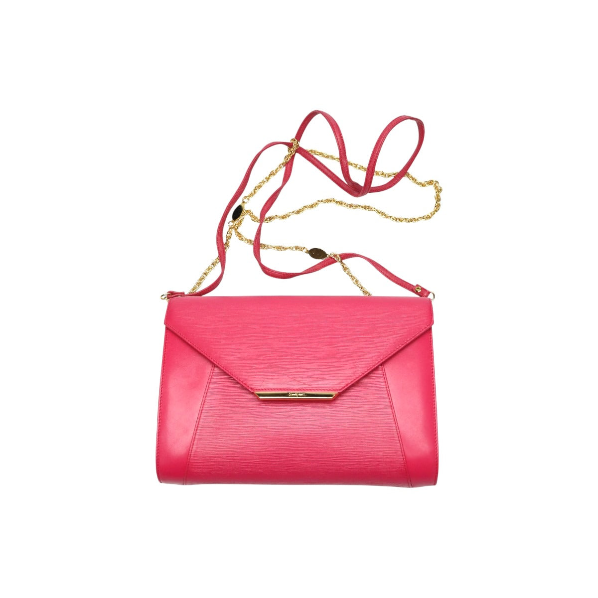 キミジマ KIMIJIMA PARIS TOKYO ショルダーバッグ
 チェーンバッグ Wチェーン Wフラップ 肩掛け レザー ピンク 【SS】
 【中古】