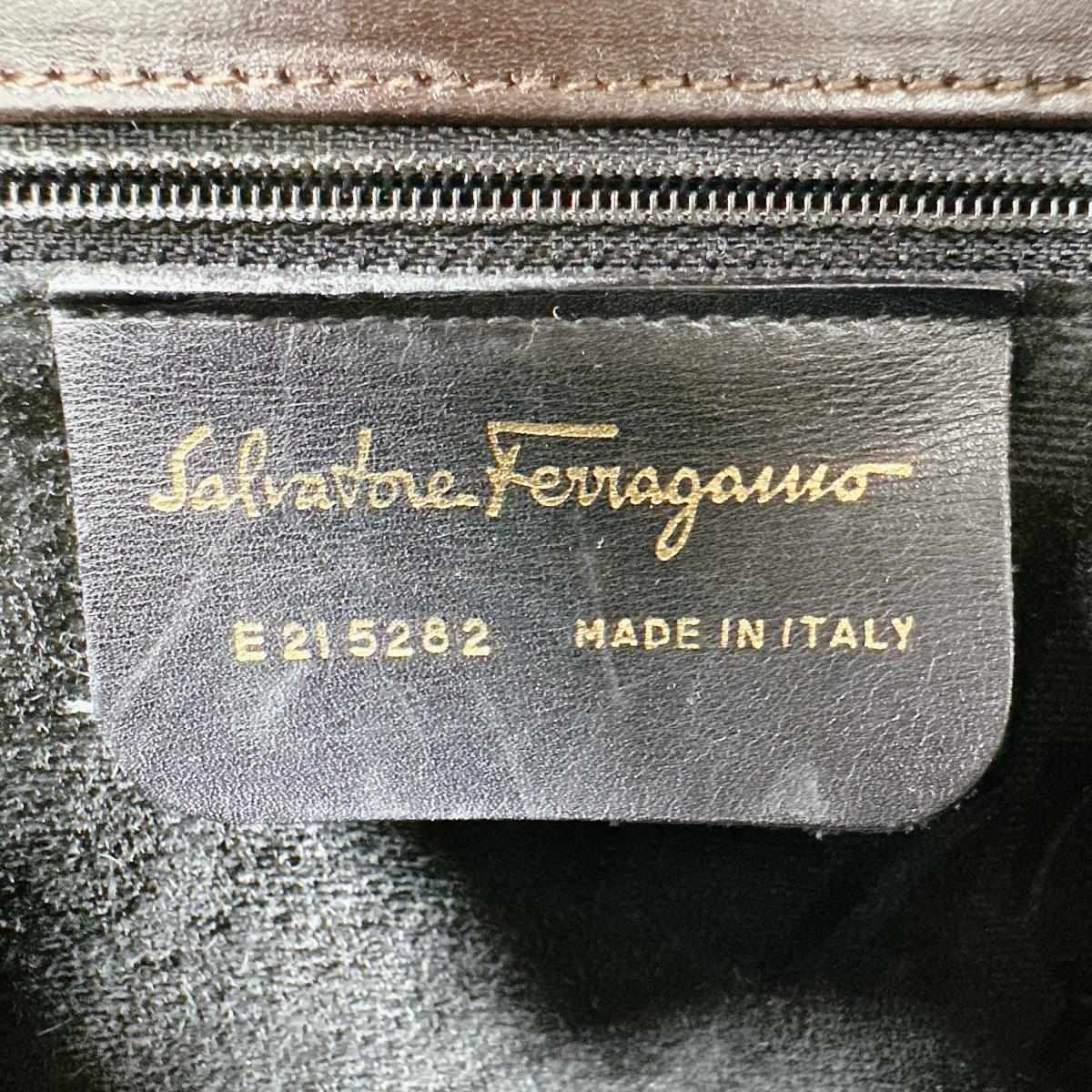 サルヴァトーレフェラガモ Salvatore Ferragamo ハンドバッグ
 ハンドバッグ リザード型押し ガンチーニ レザー ブラウン 【SS】
 【中古】