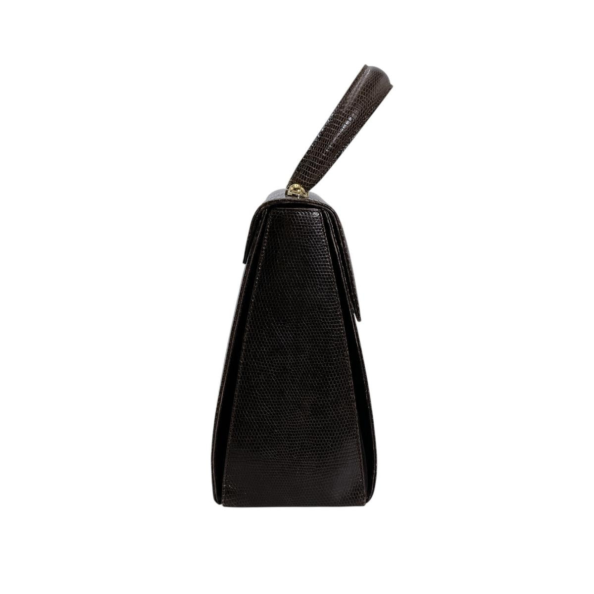 サルヴァトーレフェラガモ Salvatore Ferragamo ハンドバッグ
 ハンドバッグ リザード型押し ガンチーニ レザー ブラウン 【SS】
 【中古】