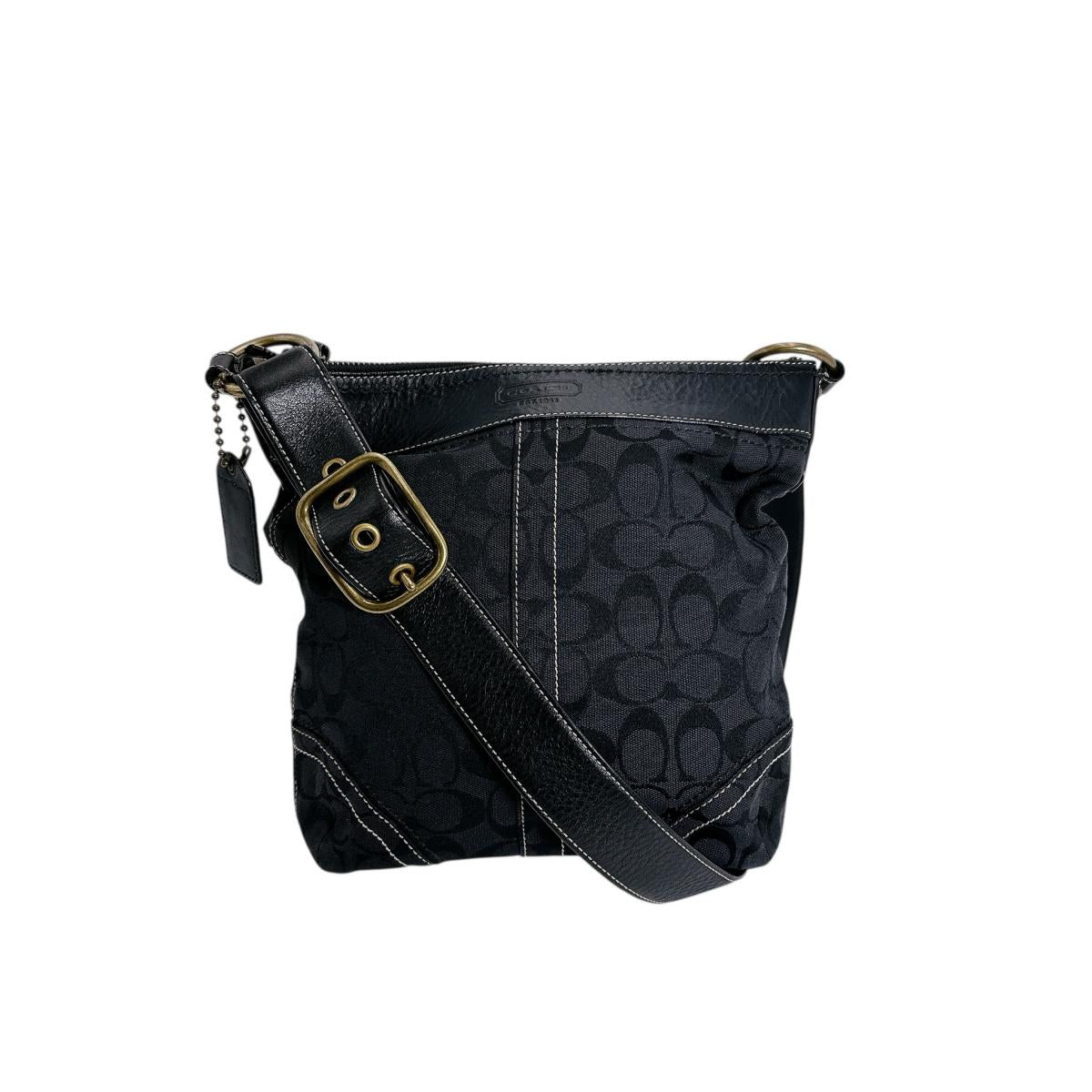 コーチ COACH ショルダーバッグ
 斜め掛け シグネチャー ショルダーバッグ キャンバス J0649 ブラック 【SS】
 【中古】