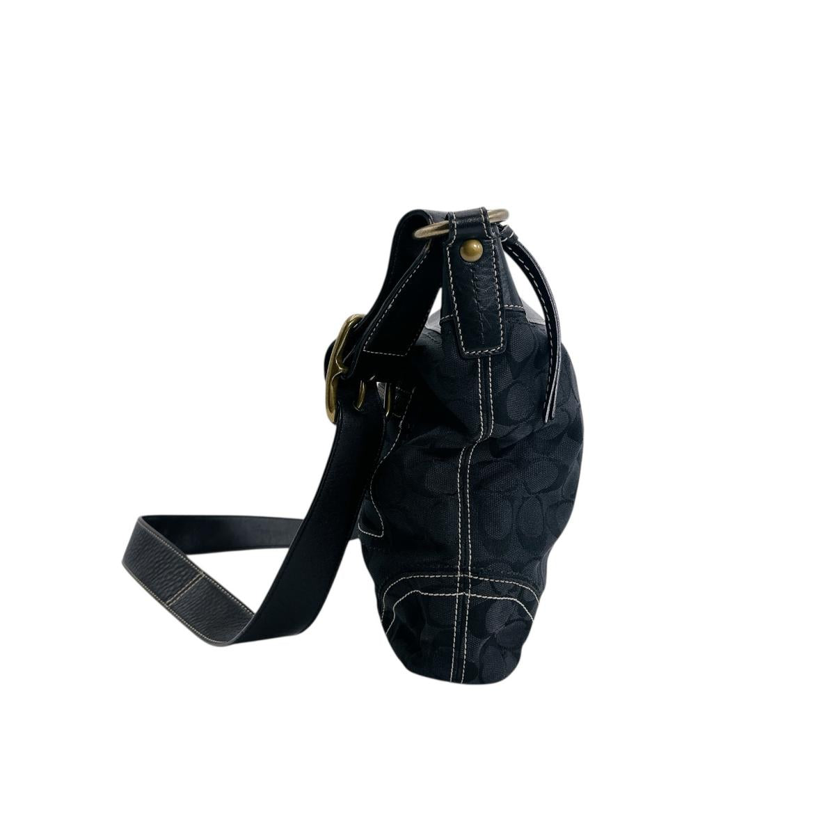 コーチ COACH ショルダーバッグ
 斜め掛け シグネチャー ショルダーバッグ キャンバス J0649 ブラック 【SS】
 【中古】